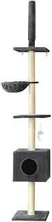i.Pet 260cm Cat Tree, Cats Scratching Post Multi-Level Tower Pet Scratcher Climbing Trees Posts Indoor Kittens Wooden Play House Kitty Activity Center, with Plush Cover Condo Hammock Bed Dark Grey