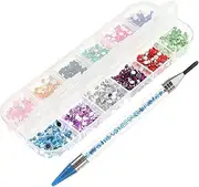 FOYTOKI 1 Set Beads Painting Pen Gem Beads Color Beads Flatback Rhinestones Gemstone Beads Crystals Beads Rhinestone for Nails Dotting Tools Jewelry Kits Colorful Rhinestones Blue