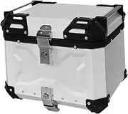 30L Motorcycle Top Box Motorcycle Rear Trunk Multi-use Wear-Resistant Motorcycle Rear Trunk Storage Box, Embossed White