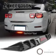 For Chevy Malibu Rear Bumper Diffuser Splitter w/ LED Brake Light Carbon Fiber