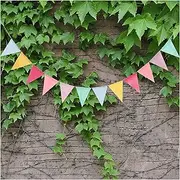Bunting Flags 12 Flags 4m Cotton Fabric Cloth Wedding Bunting Decoration Birthday Party Shower Wreath Tent Birthday Party Decoration Bunting