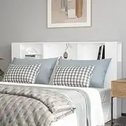 Headboard Cabinet, Storage Bed Headboard Beds Head Frame White 180 cm