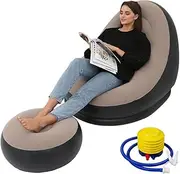 Inflatable Chair with Foot Stool,Inflatable Sofa Chair with Air Pump,Ultra Soft Lazy Sofa,Foldable Sofa,Inflatable Reclining Lounger, for Beach,Party,Living Room