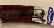 DISCOUNTED Foster Grant Mandy Purple Women's Reading Glasses Rhinestones W Case