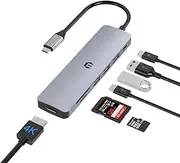 TOTU USB C Hub, 7 in 1 USB C Adapter, Multiport Adapter USB C Dock with 4K HDMI, USB A 3.0, 2 USB A 2.0, 100W PD, SD/TF Card Slot for MacBook Pro/Air and Type C Laptops