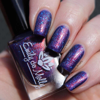 Emily de Molly The Arrival Deep Purple Nail Polish Metallic Blue Flakies Shimmer