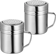 STOBAZA 2Pcs Stainless Steel Seasoning Shaker with Handle Condiment Holder for Home and Restaurant Use Corrosion and Resistant Dishwasher Safe