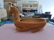 Dog Shaped Storage Basket Wicker Basket For Fruit Bread Dog Toy Storage
