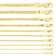 10K Yellow Gold Solid Franco 1mm-6mm Diamond Cut Chain Necklace Bracelet 7"-30"