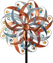 Large Wind Spinner Vintage Metal Windmill Kinetic Sculpture Outdoor Garden Decor