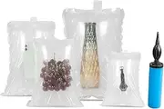 BZQZDAI (100 Pack + Free Pump ) 3.9x7.9inch Clear Plastic Inflatable Air Packaging Bags Air Bubble Bag Suspension Packaging Air Pillows Air Cushions Buffer Bags Void Fill Cushioning for Shipping and Packaging