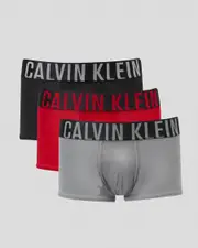 [Calvin Klein] Calvin Klein Men's Intense Power Micro Low Rise Trunks 3 Pack Underwear in Black/Convoy/Red Gala Size XL XL Black/Convoy/Red Gala