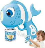 Outdoor Bubble Machine - Fun Fish Bubble Blowing Machine - Portable Smooth Blowing Toy with 16 Holes for Kids Bath Backyard New Year Easter Girls Boys
