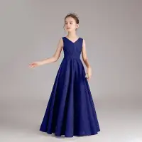 在飛比找蝦皮商城精選優惠-（尺寸160）出清女童藍色V領鋼琴禮服 畢業典禮演出服 大童