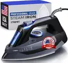 Plancha de vapor de grado 1700W profesional para ropa con suela de acero inoxida