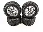 4 Traxxas Revo 3.3 17mm Chrome Geode Wheels and Maxx Tires T-maxx E-Revo Summit