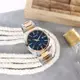 CITIZEN 星辰表 / BI5104-57L / 極簡時尚 礦石強化玻璃 日本機芯 日期 不鏽鋼手錶-藍x鍍玫瑰金/41mm