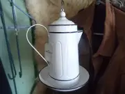 Hanging Metal Teapot Birdhouse Feeder Large 13” X 9” White/from Red Shed Home