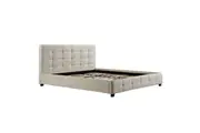 King PU Leather Deluxe Bed Frame White