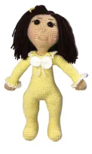 Doll Amigurumi Crochet Handmade Soft Sculpture 15”tall Pj’s “One Of A Kind.”.