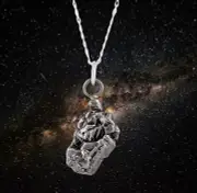 Genuine Meteorite Spacerock Necklace - Solid Silver Chain Accessory