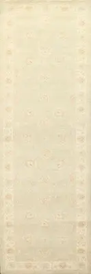 Vegetable Dye Peshawar Chobi Runner Rug 3x10 Ft Handmade Light Green Wool Rug