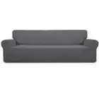 Dyiom 4-Seater Sofa Slipcover 1-Piece Couch Cover Soft W/Elastic Bottom, Gray