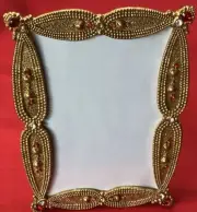 Beautiful, Ornate, Retro “Gold” Picture Frame With Decorative Stones 4”x6”