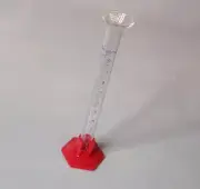 Pyrex Lab Glass Vista 70075 Graduated Cylinder Glass 10ml Red Hex Base Vintage