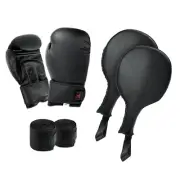 Training Boxing Gloves Punch Paddles Target w/ Hand Wraps Martial Arts Set