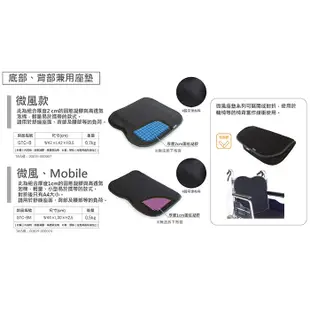 【海夫健康】Geltron 微風款Mobile 輪椅背座兼用 固態凝膠背座墊 44x30x2.5cm(GTC-BM)