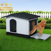 Dog Kennel Outdoor Indoor Large Plastic Weatherproof Cat Crate Grey