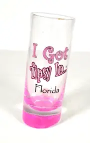 I Got Tipsy In Florida Double shot Glass Pink