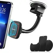 Magnetic Phone Car Mount, APPS2Car XL Universal Dashboard & Windshield Car Phone Mount with 6 Strong Magnet,Phone Holder for Car with Strong Suction Cup, Com/W Larger and Heavy Devices