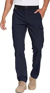 [NATUVENIX] Men's Straight Fit Lightweight Hiking Pants with Belt, Water Resistant Quick Dry Outdoor Fishing Cargo Trousers