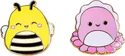 Fizz Creations Squishmallows Sunny & Auggie Metal & Enamel Pin Badges Set of Two Pins. Sunny the Bee and Auggie the Cuttlefish. Officially Licensed., One Size, Enamel, One Size, Enamel