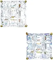 [JewelryWeb] 14k Yellow Gold 9x9mm 9 Segment Square CZ Simulated Diamond Basket Set Earrings Stud Earring for Women