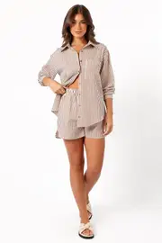 [PUP106] Kennie Shorts - Brown Stripe S Brown