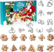 Advent Calendar 2023 for Kids - 24 Days of Christmas Countdown Calendar With 3D Metal and Wooden Brain Teaser Puzzle Toys-Mind,IQ,Logic Test and Handheld Disentanglement Games For Boys Girls Teens Adults Challenge