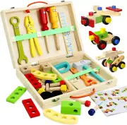 Kids Tool Set, 34 Pcs Wooden Toddler Tools Set with Kids Tool Box, STEM Learning