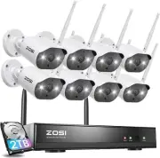 ZOSI 3MP WiFi CCTV Security Camera System Outdoor Home 8CH NVR Wireless 2TB HDD