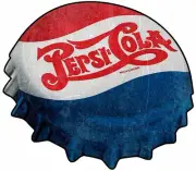 PEPSI COLA BOTTLE CAP DOUBLE DOT LOGO HEAVY DUTY USA MADE METAL ADVERTISING SIGN
