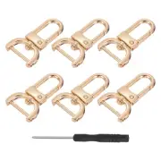 6Pcs Swivel Clasps 0.75" D Ring Detachable Snap Hook with Screwdriver Light Gold