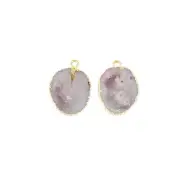 Single Bail Natural Geode Druzy Gemstone Brass DIY Connector