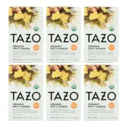 6 Boxes TAZO Organic Spicy Ginger Caffeine-Free Tea Bags 20 Count EXP 7/25