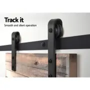 Matte Finish Sliding Barn Door Hardware Track Set Roller Stopper Floor Guide