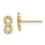 14k 14kt Yellow Gold Madi K Infinity Symbol CZ Stud Earrings
