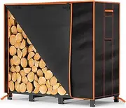 GREENER 4ft Firewood Rack Cover-600D Oxford Fabric Heavy-duty Waterproof Wood Rack Cover for Firewood,Weather Protection PVC Coating Log Cover for Outdoor&indoor Cover(48 * 24 * 42",Black)