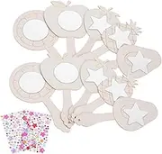 10 Sets Wooden Handheld Mirror Pocket Mirror Art Painting Party Handmade Cosmetic Mirror Photo Booth Props Crafts for Small Hand Mirror to Drill