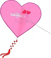 Cordate Heart Kite for Kids and Adults - 34in x 29in Pink Beach Kite, Easy to Fly for Boys Girls Beginners, Flying Toys for Outdoor Fun in Parks